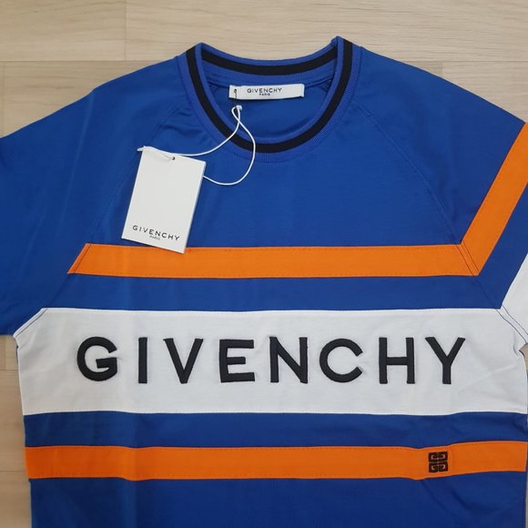 Givenchy Paris Logo Embroidered Blue T-Shirt